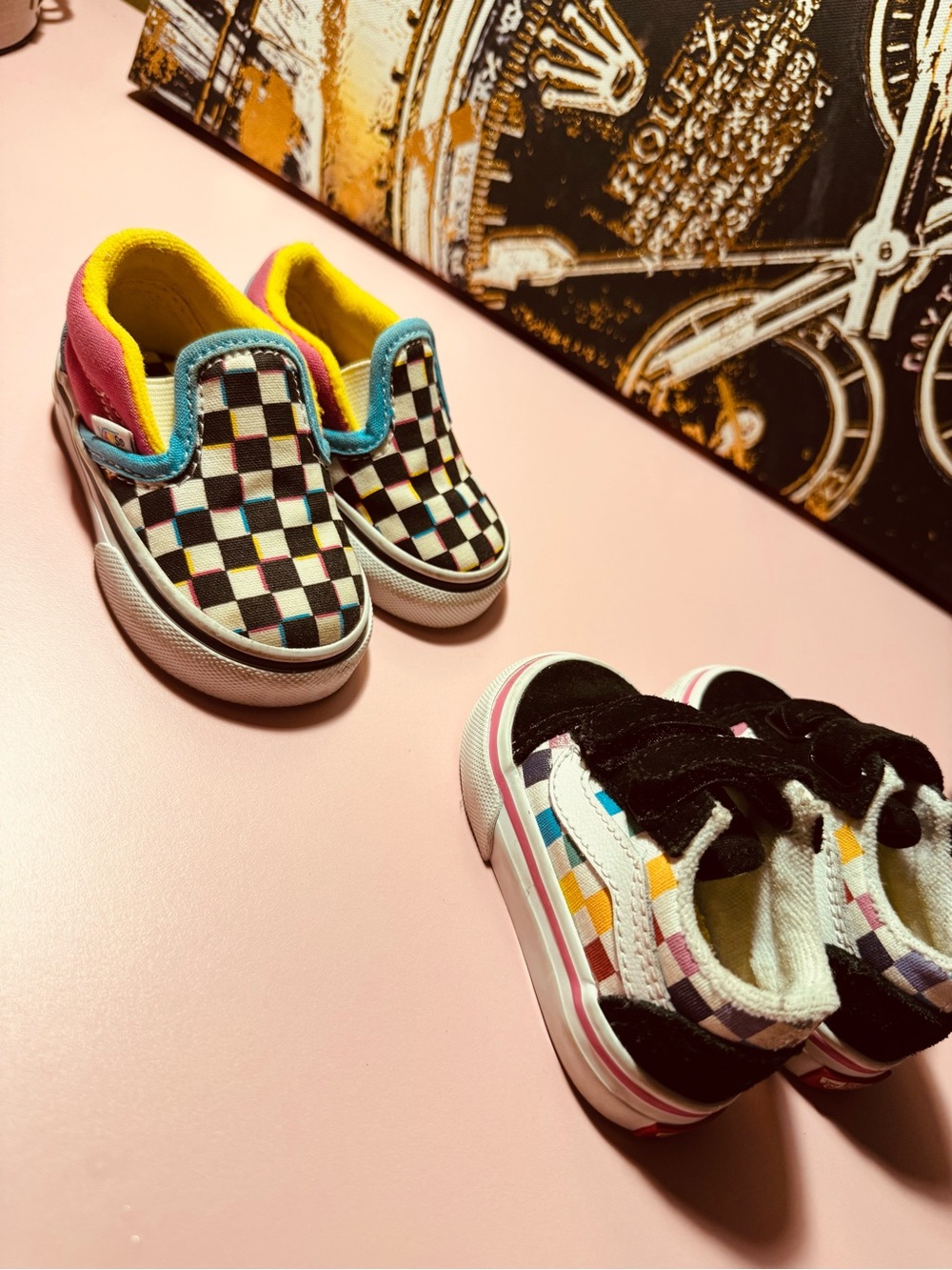 Kids Checker Slip-On Sneakers - Multicolor